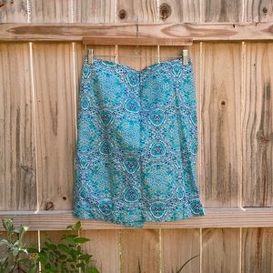 Lord & Taylor, petite teal paisley pencil skirt, size 6P